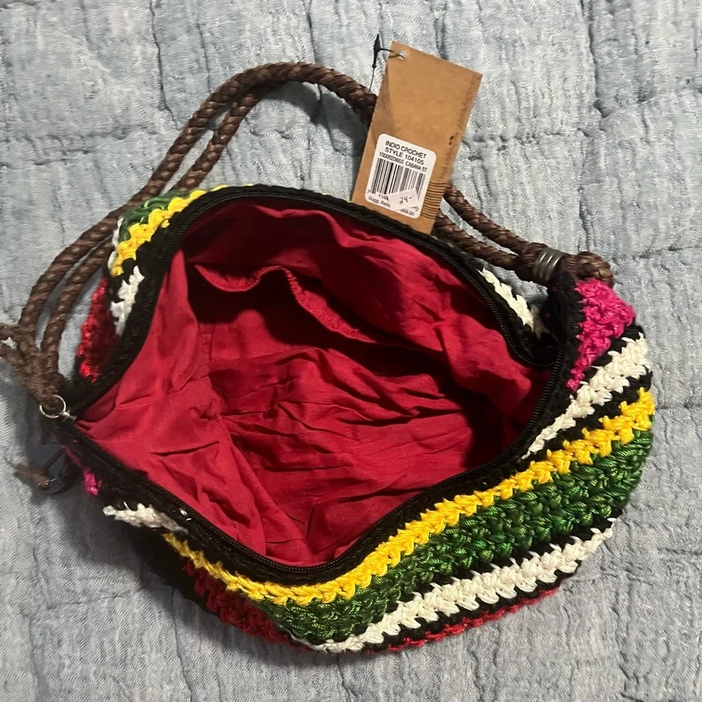 The Sak,roots,  Eco-Friendly Multi-Color Striped Crochet Shoulder Bag